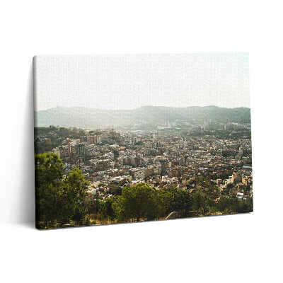 Pictură pe pânză 80x60 Panorama Barcelonei pe Montjuic