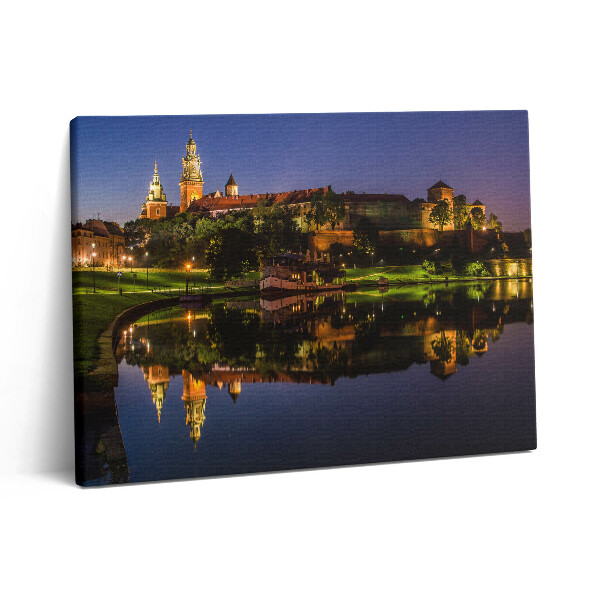 Pictură pe pânză 80x60 Wawel noaptea în Visła