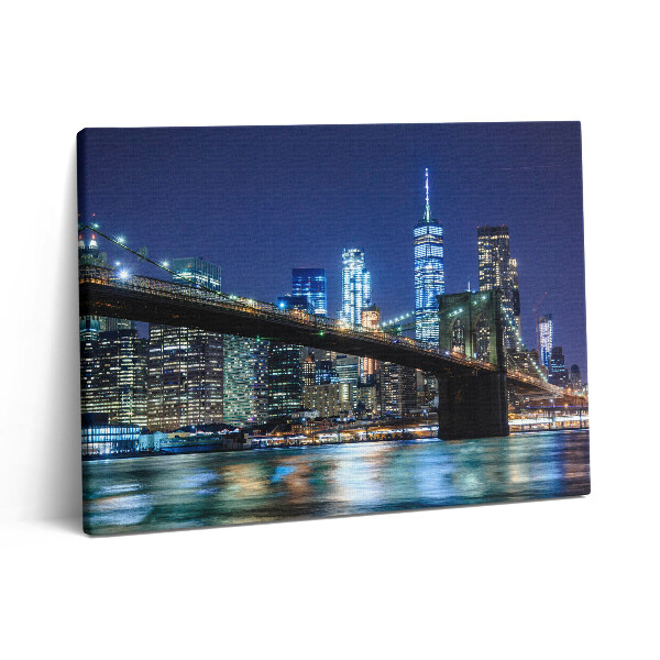 Pictură pe pânză 80x60 Podul Brooklyn din New York noaptea