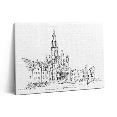 Pictură pe pânză 80x60 Schița orașului vechi Poznań
