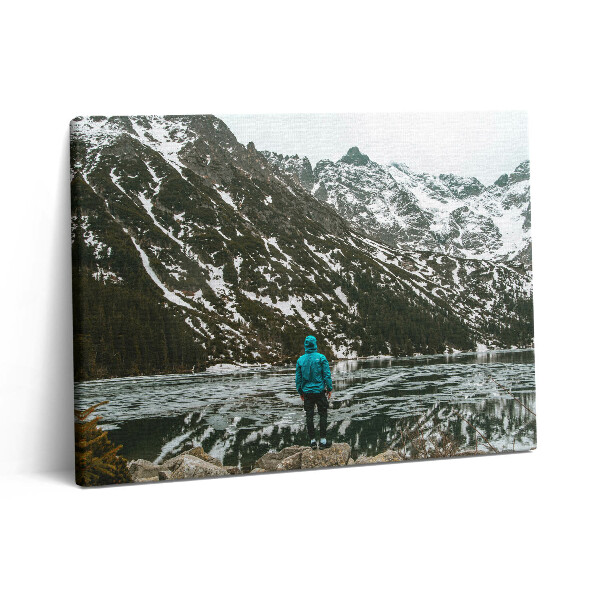 Pictură pe pânză 80x60 Lacul Morskie Oko iarna
