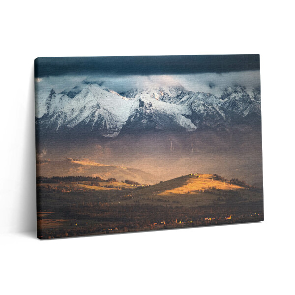 Pictură pe pânză 80x60 Munții Tatra în panorama de iarnă