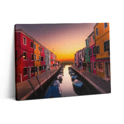 Pictură pe pânză 80x60 Bărci și apă în Italia