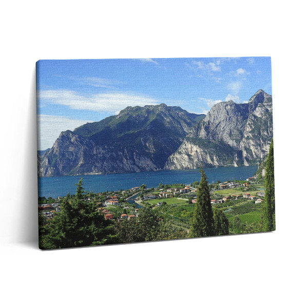 Pictură pe pânză 80x60 Copaci verzi în fața orașului
