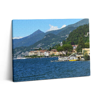 Pictură pe pânză 80x60 Peisajul montan al Lacului Garda