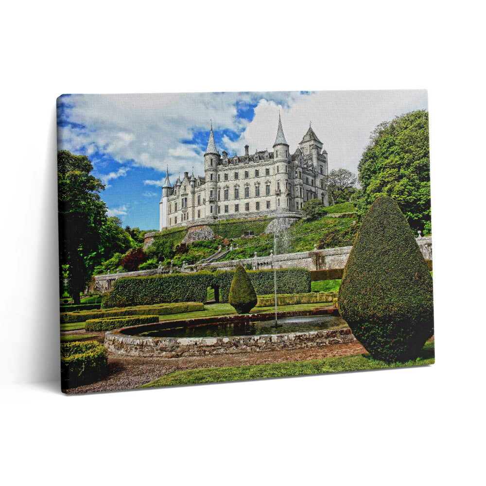 Pictură pe pânză 80x60 Castel cu grădină în Scoția