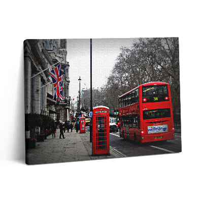 Pictură pe pânză 80x60 Autobuz și cabină telefonică englezească