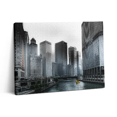 Pictură pe pânză 80x60 Lodz cu o panoramă a orașului