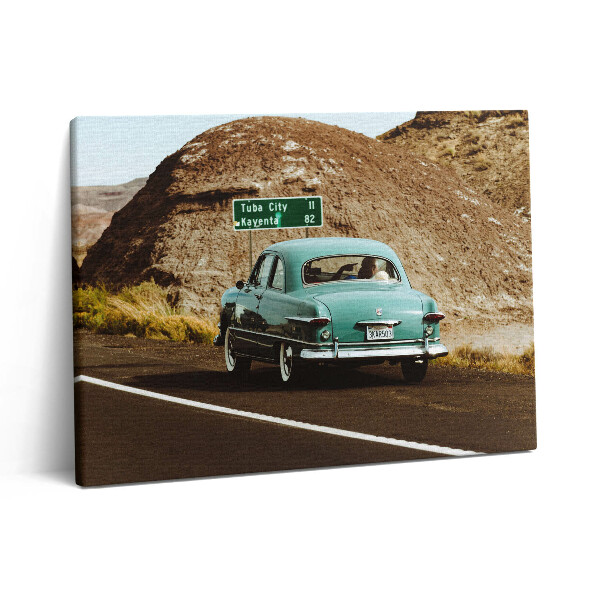 Pictură pe pânză 80x60 Volkswagen Beetle turcoaz
