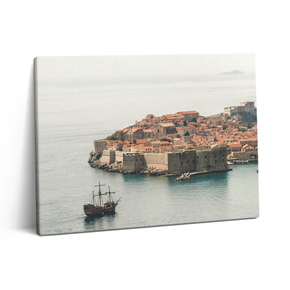 Pictură pe pânză 80x60 Navă cu pânze în Dubrovnik