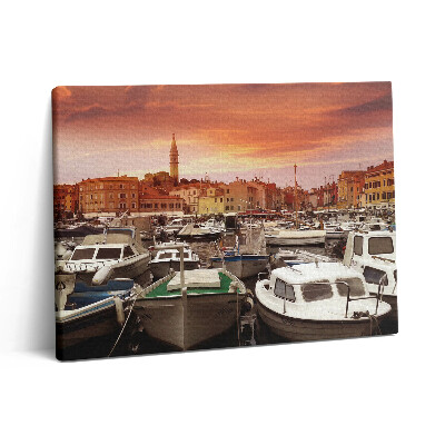 Pictură pe pânză 80x60 Dig cu bărci în Croația