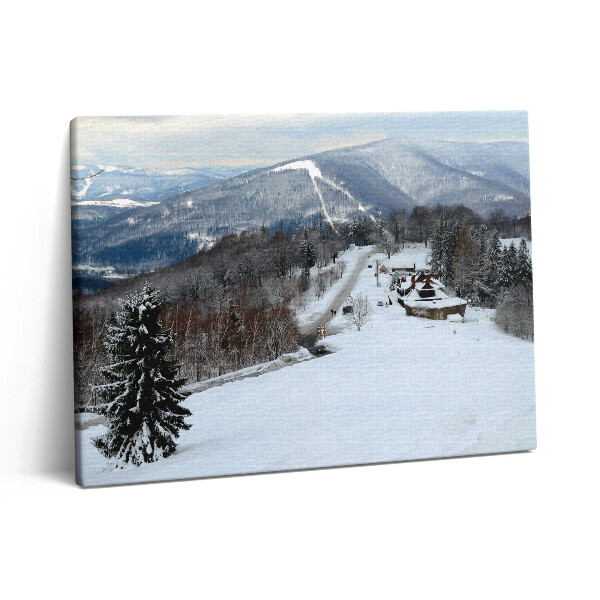 Pictură pe pânză 80x60 Silezia Beskids Ustroń iarnă