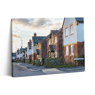 Pictură pe pânză 80x60 Case în Anglia la apus