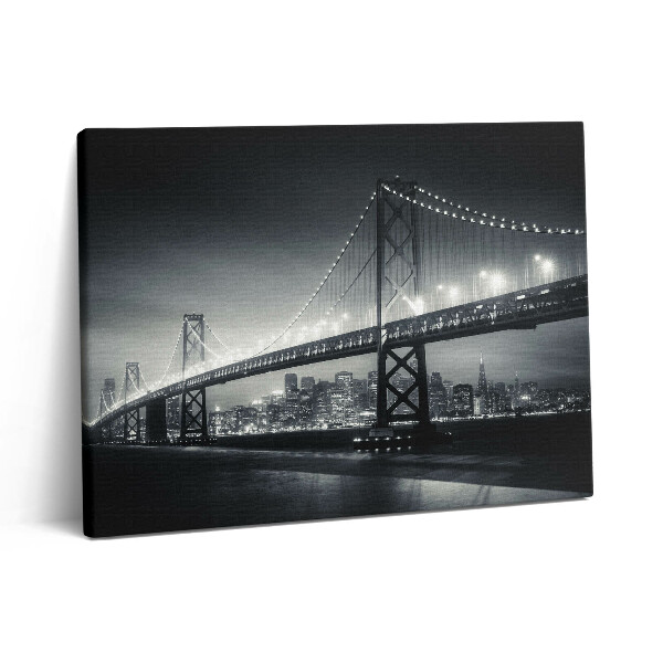 Pictură pe pânză 80x60 Podul San Francisco noaptea
