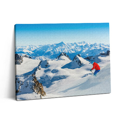 Pictură pe pânză 80x60 Schi în Alpi