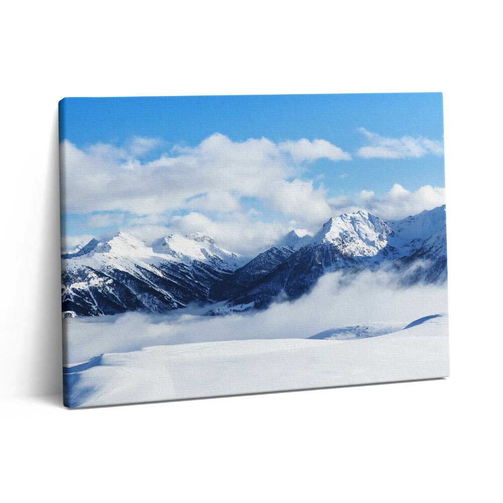 Pictură pe pânză 80x60 Panoramă a munților de iarnă din Alpii francezi