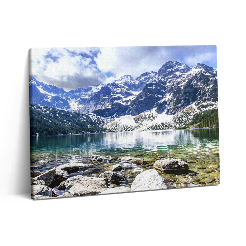 Pictură pe pânză 80x60 Peisaj de munți și lacuri