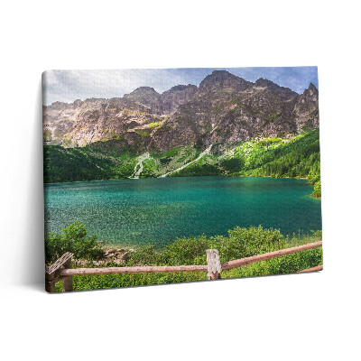 Pictură pe pânză 80x60 Peisajul unui lac în munți