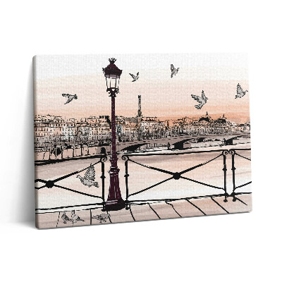 Pictură pe pânză 80x60 Apus de soare pe Sena