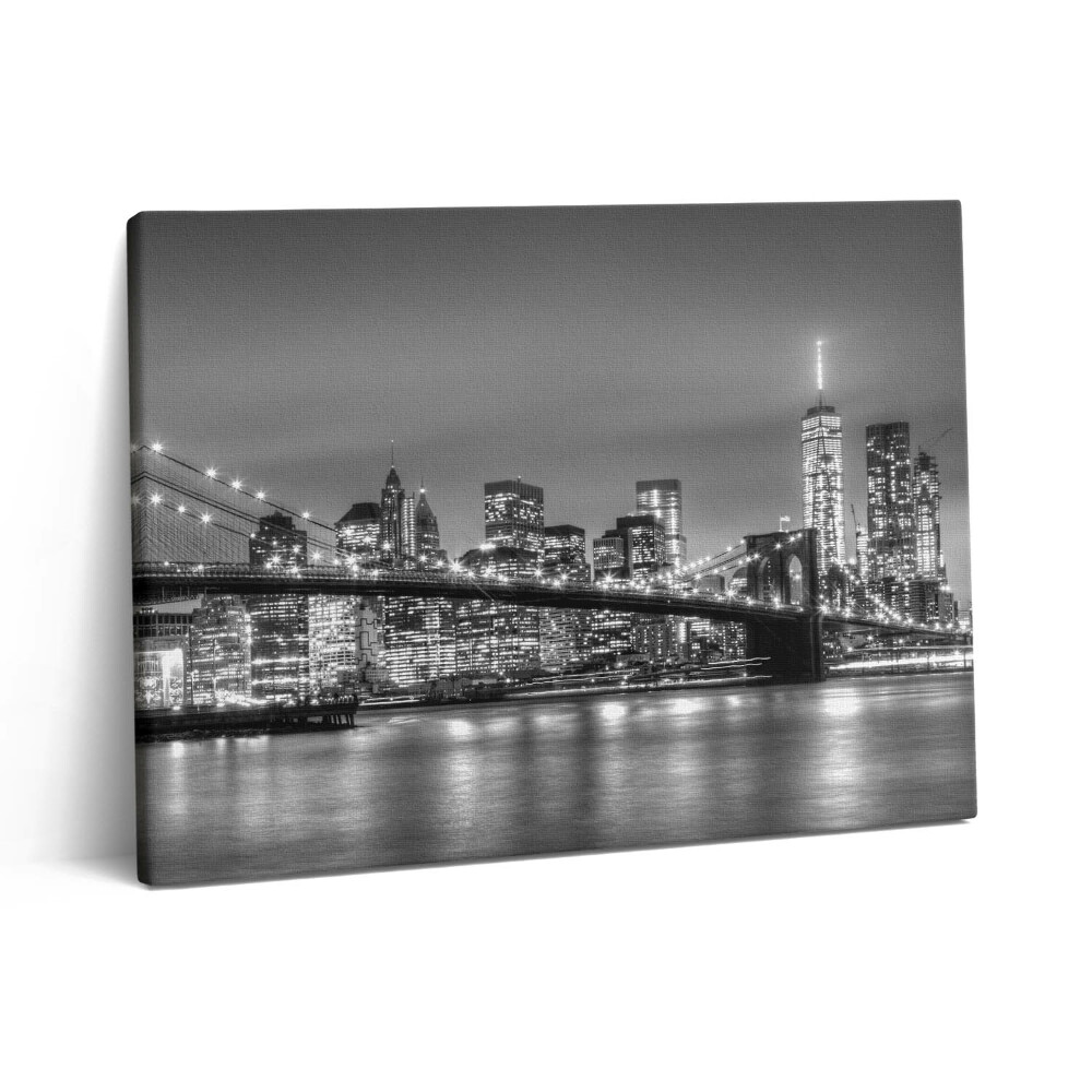 Pictură pe pânză 80x60 Podul Brooklyn din New York noaptea