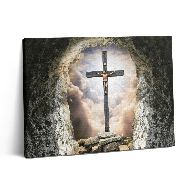 Pictură pe pânză 80x60 Isus pe cruce și în mormânt
