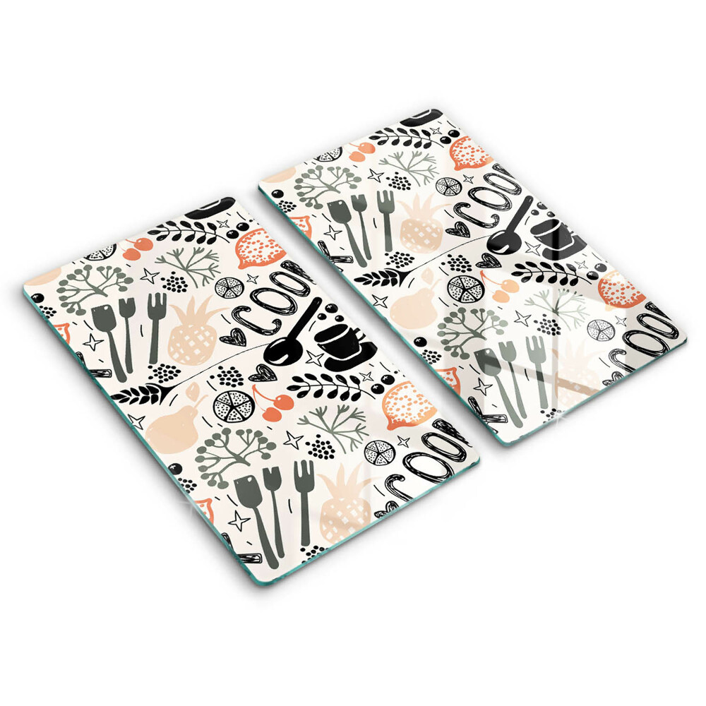 Placă din sticla protectie perete Desen cu tematică de bucătărie