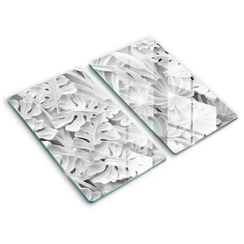 Placă din sticla protectie plita Flori albe