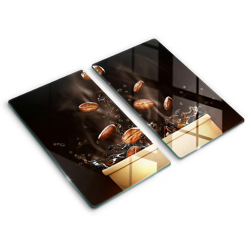 Placă din sticla protectie plita Boabe de cafea fierbinți