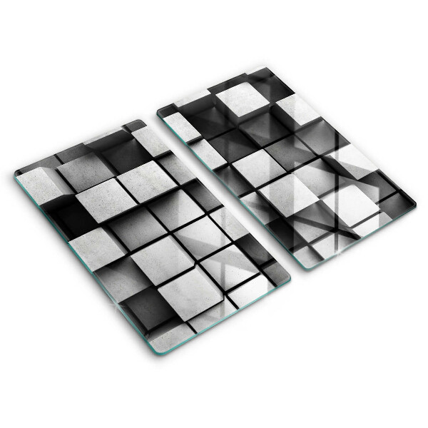 Placă din sticla protectie plita Pătrate 3D abstracte