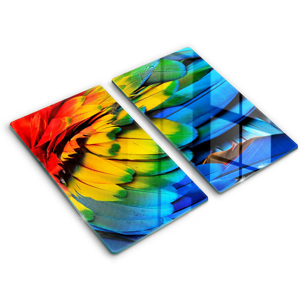 Placă din sticla protectie perete Pene de papagal colorate