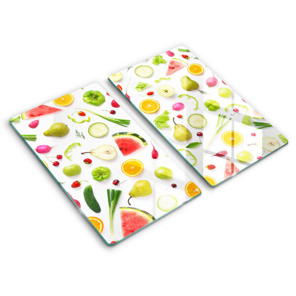Placă din sticla protectie plita Model de fructe și legume