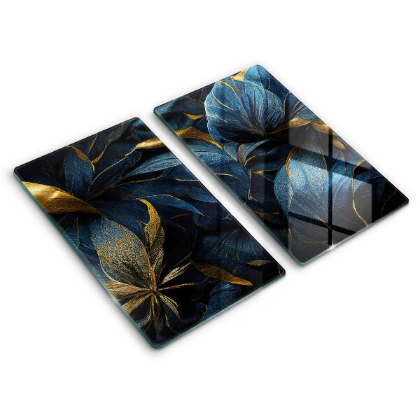 Placă de protecție pentru aragaz Frunze decorative cu aur
