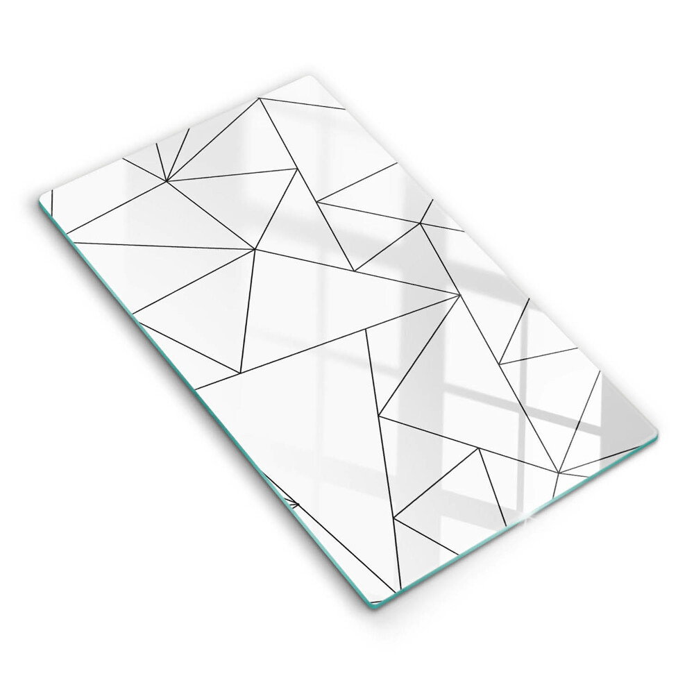 Placă din sticla protectie perete bucatarie Triunghiuri albe