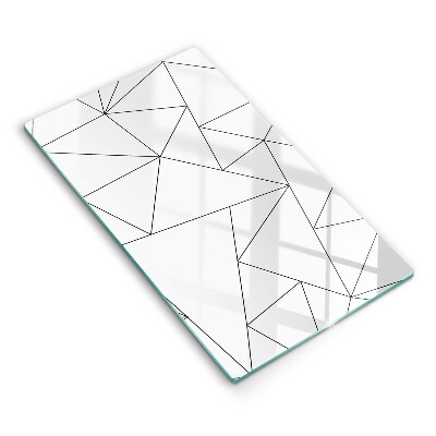 Placă din sticla protectie perete bucatarie Triunghiuri albe