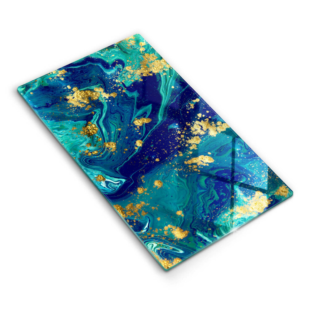 Placă din sticla protectie perete bucatarie Abstracție cu aur