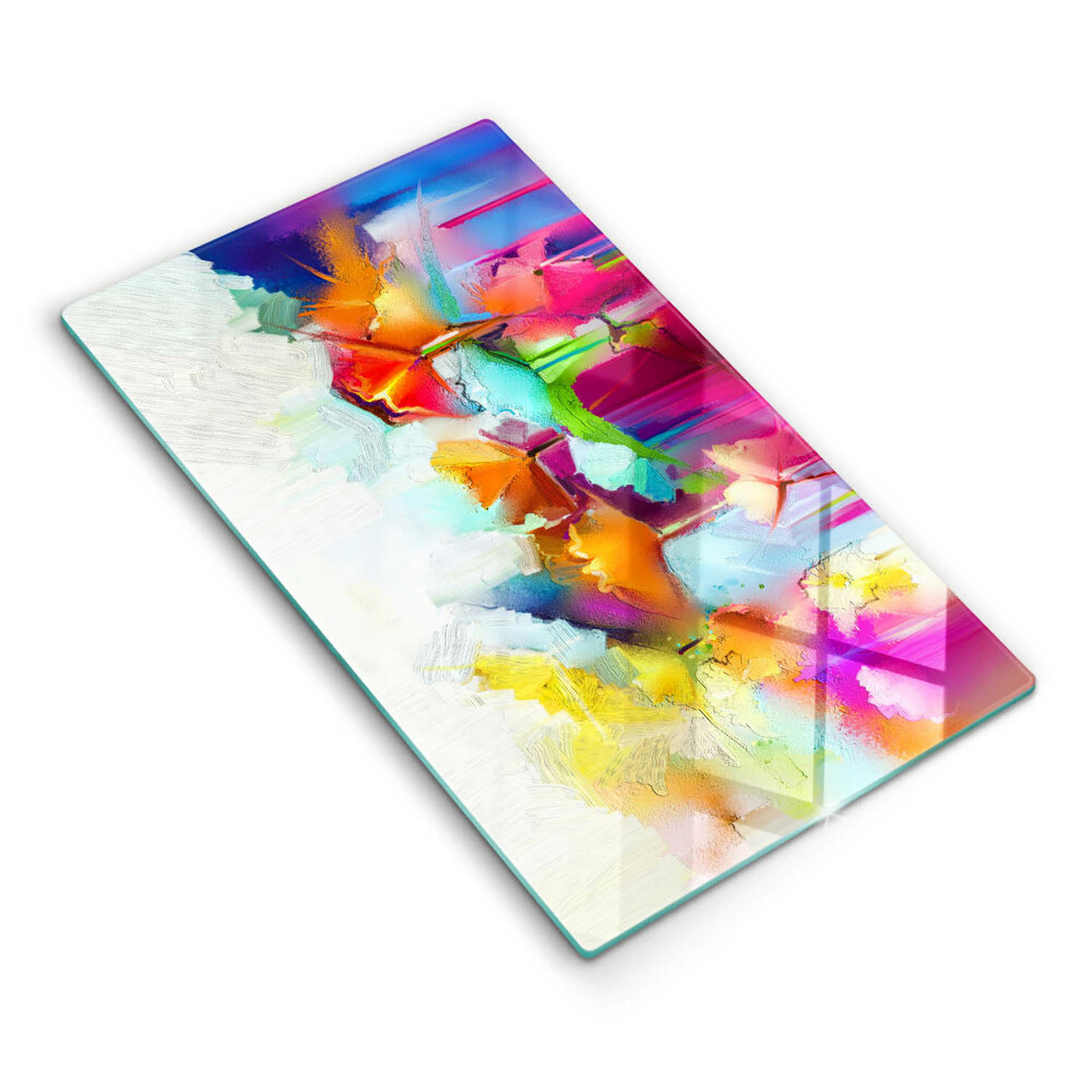 Placă din sticla protectie perete bucatarie Flori pictate cu vopsele