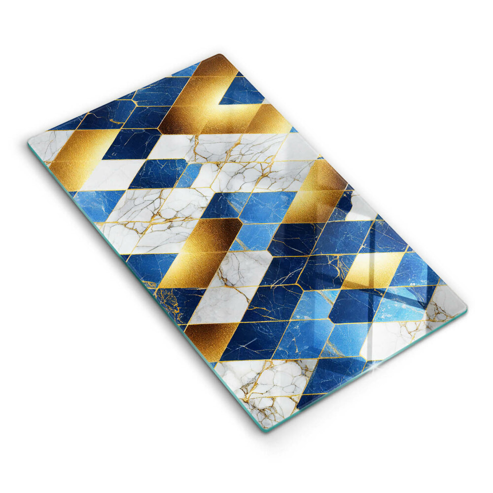 Placă sticla protectie aragaz Marmură aurie cu romburi