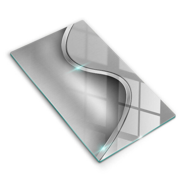 Placă din sticla protectie perete bucatarie Metal argintiu abstract