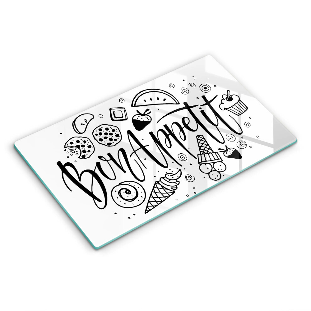 Placă din sticla protectie perete Inscripția Poftă bună