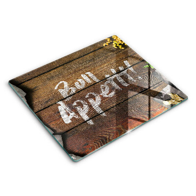 Decorativ placă sticla protectie aragaz Semnul „Bon Appetit” pe panouri 60x52 cm