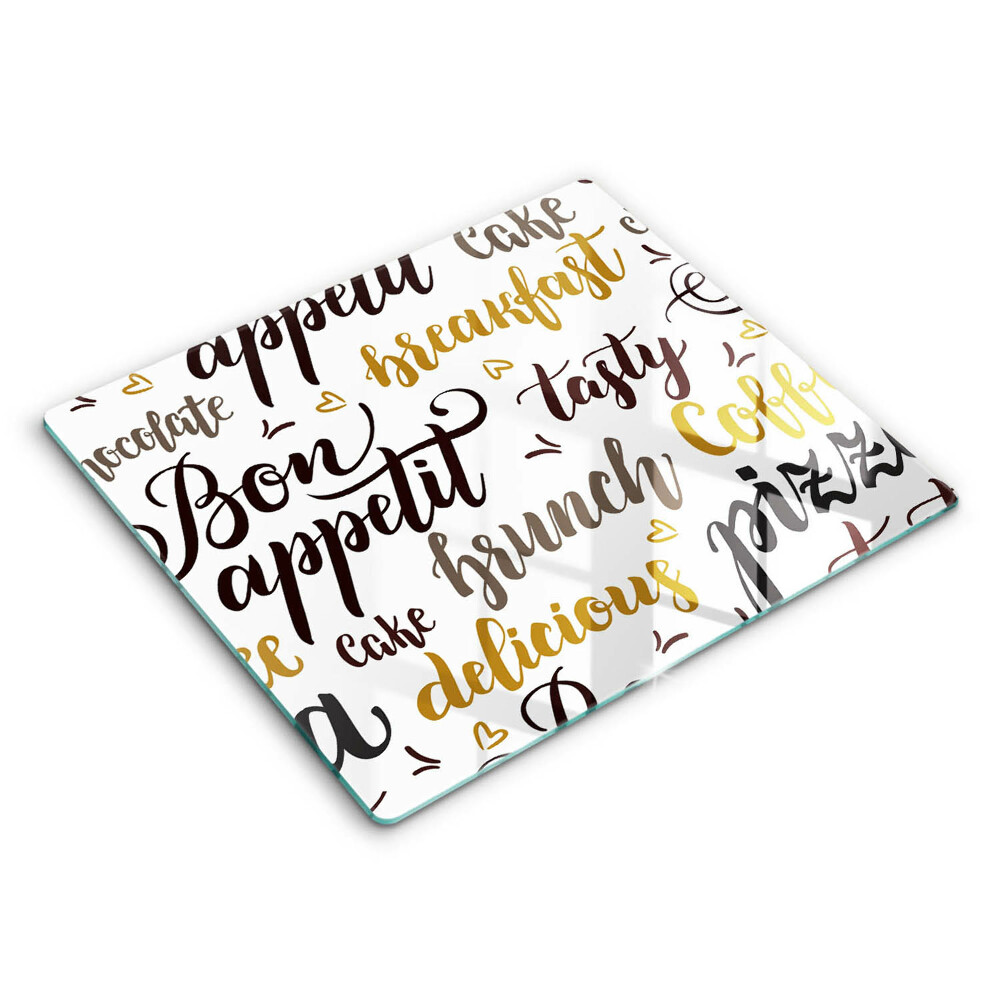 Decorativ placă sticla protectie aragaz Subtitrări Poftă bună 60x52 cm 