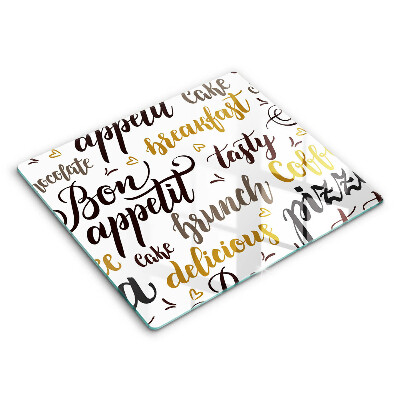 Decorativ placă sticla protectie aragaz Subtitrări Poftă bună 60x52 cm