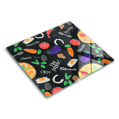 Decorativ placă sticla protectie aragaz Ilustrație alimentară 60x52 cm 