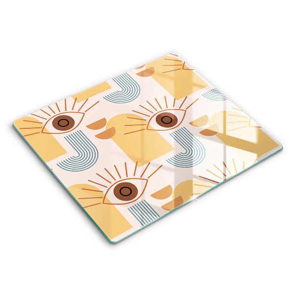 Decorativ placă sticla protectie aragaz Ochi cu model boho 60x52 cm