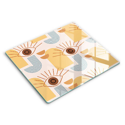 Decorativ placă sticla protectie aragaz Ochi cu model boho 60x52 cm 