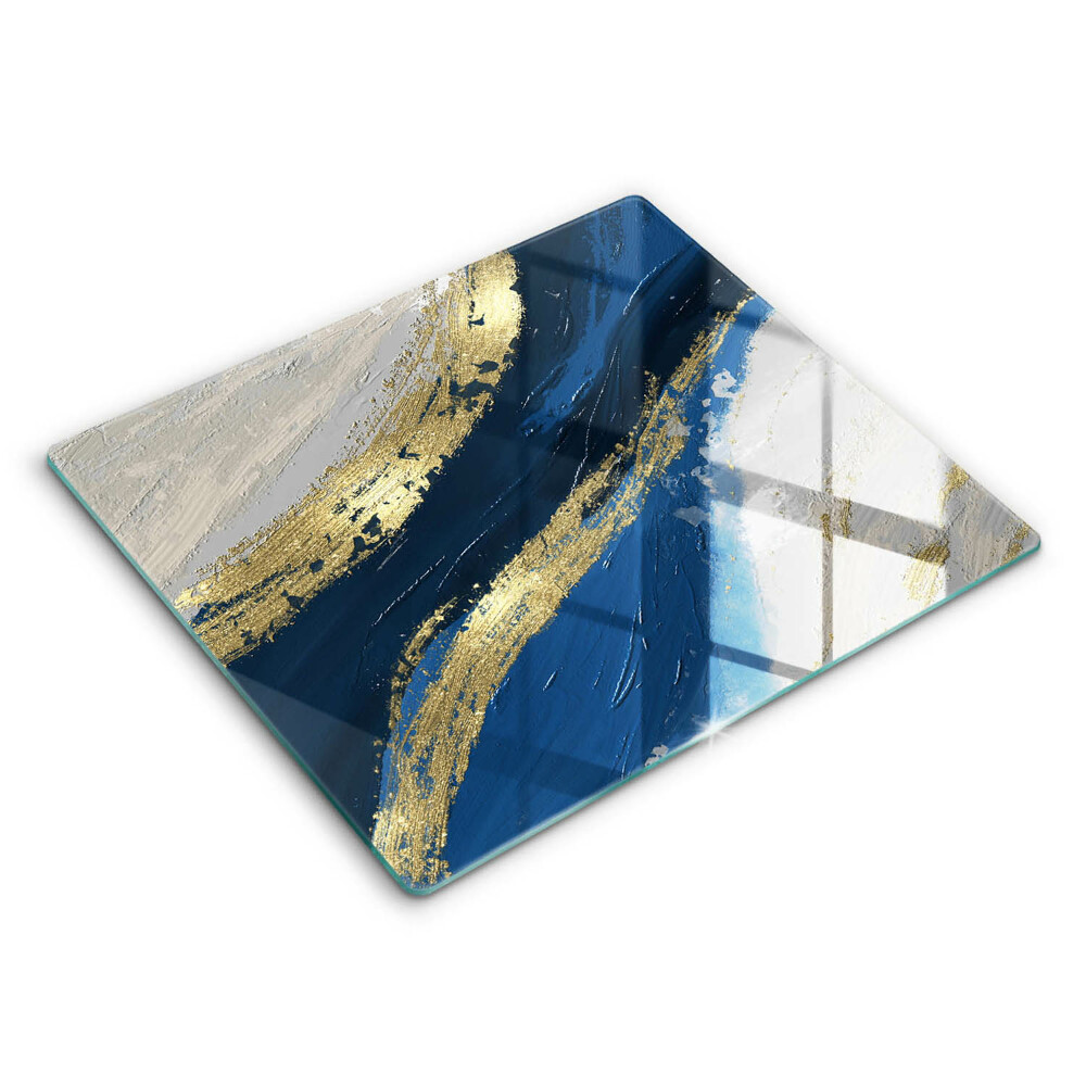 Decorativ placă sticla protectie aragaz Textură cu aur 60x52 cm 