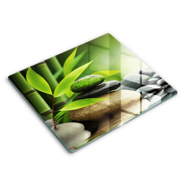 Decorativ placă sticla protectie aragaz Pietre de bambus Zen 60x52 cm
