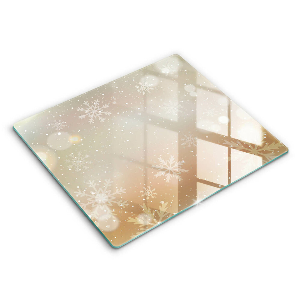 Decorativ placă sticla protectie aragaz Fulgi de zăpadă 60x52 cm 