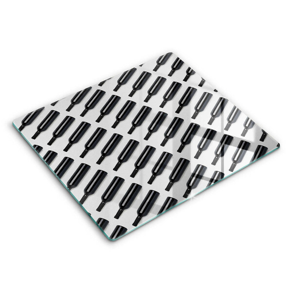 Decorativ placă sticla protectie aragaz Sticle de vin negru 60x52 cm