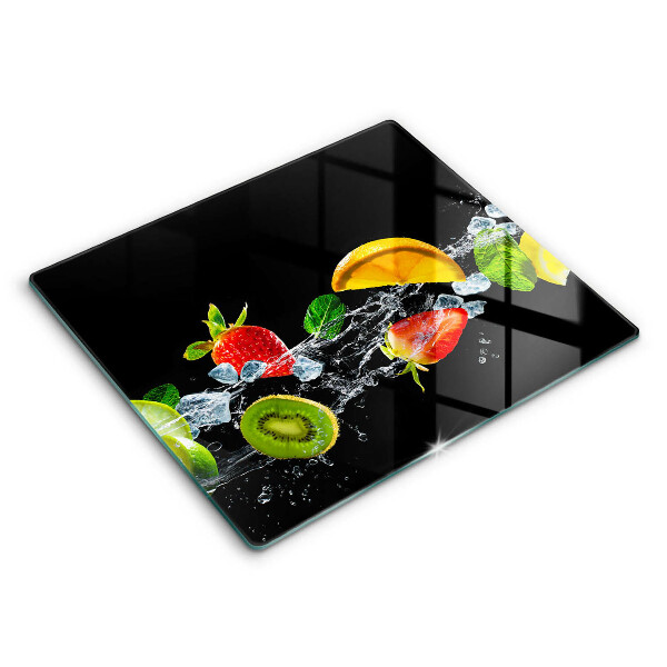 Decorativ placă sticla protectie aragaz Fructe în apă 60x52 cm